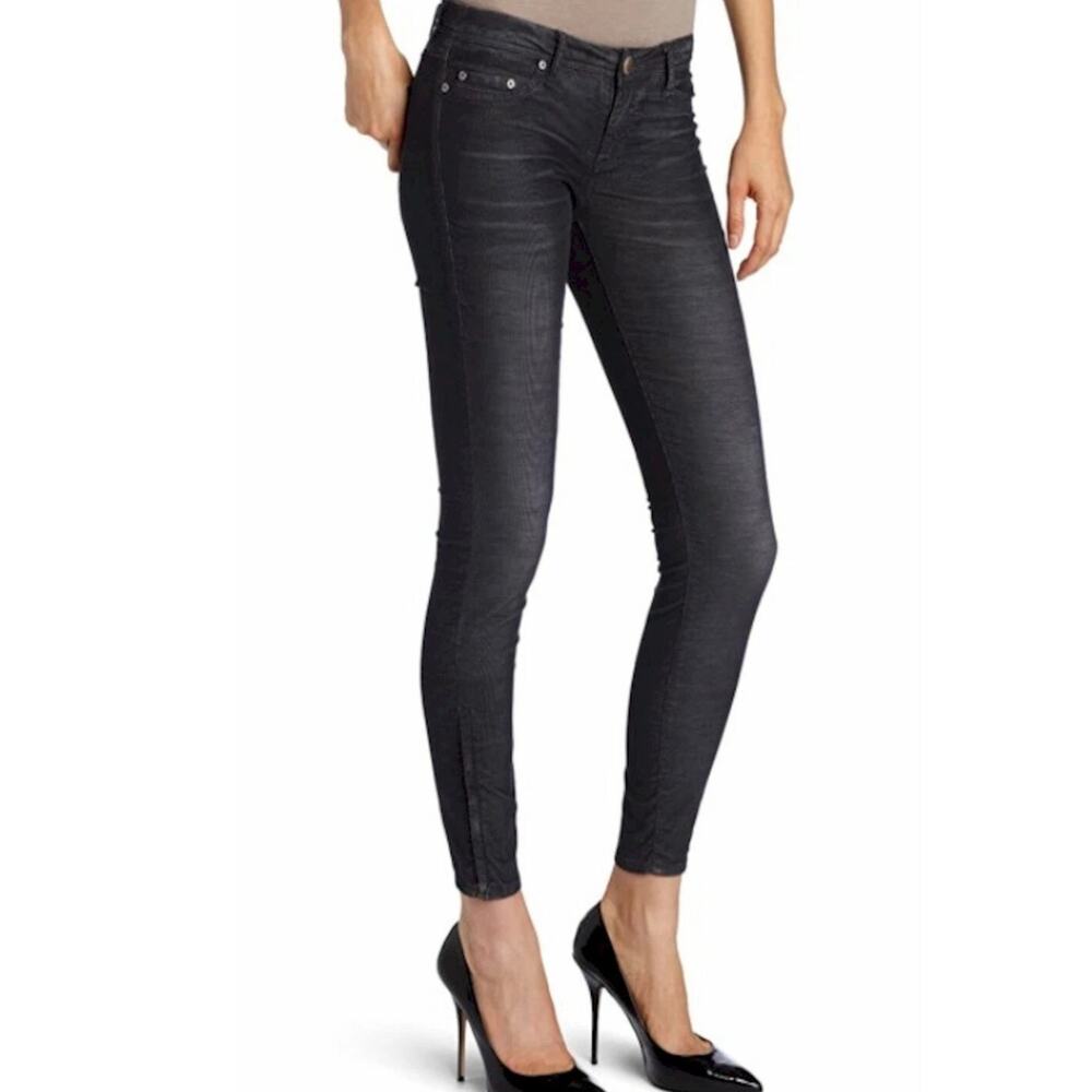 NWT Stitch's Signature Corduroy Jeans Ankle Zipper Skinny Straight Black Size 25
